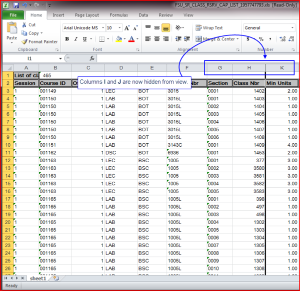 Columns Hidden Columns Hidden