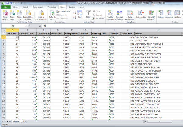 Sorted Table screen shot Sorted Table screen shot