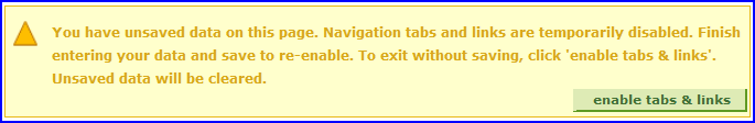 Enable Tabs and Links box screen shot Enable Tabs and Links box screen shot