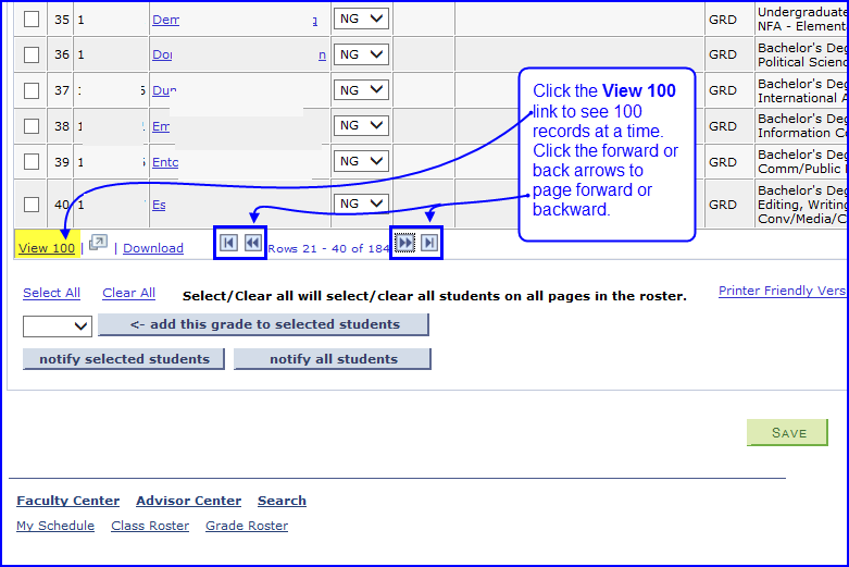 View 100 link screen shot View 100 link screen shot