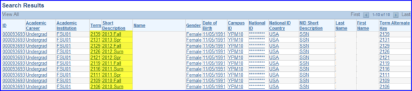 Student Grades search results screen shot Student Grades search results screen shot