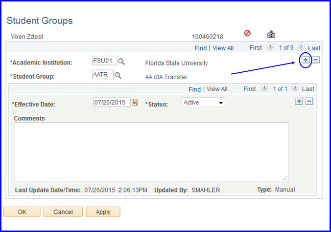 Student Groups page Plus button Student Groups page Plus button