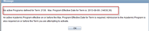 No active program error screen shot No active program error screen shot