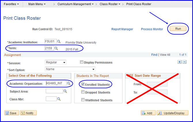 Print Class Roster field values Print Class Roster field values