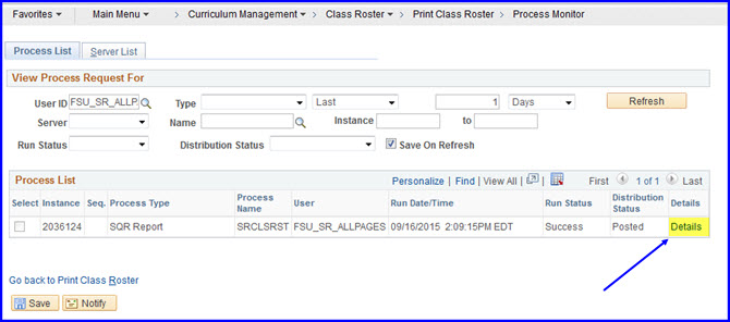 Process List-Details link Process List-Details link