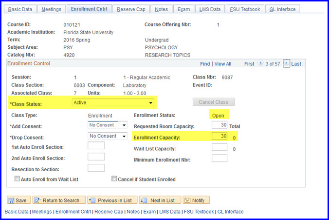 Class Status and Enrollment Capacity Class Status and Enrollment Capacity