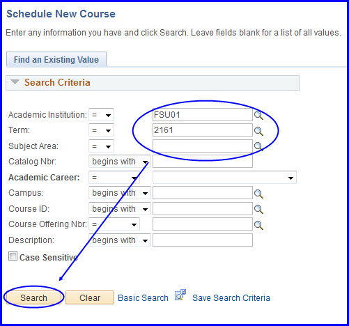 Schedule New Course Look Up and Search Schedule New Course Look Up and Search