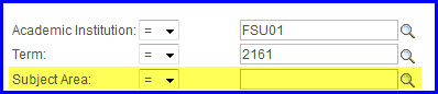 Subject Area Look Up Subject Area Look Up