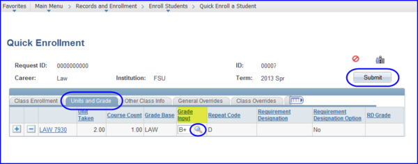 Units and Grade tab screen shot Units and Grade tab screen shot