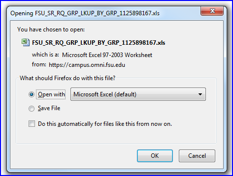 Confirm Open in Excel screen shot Confirm Open in Excel screen shot