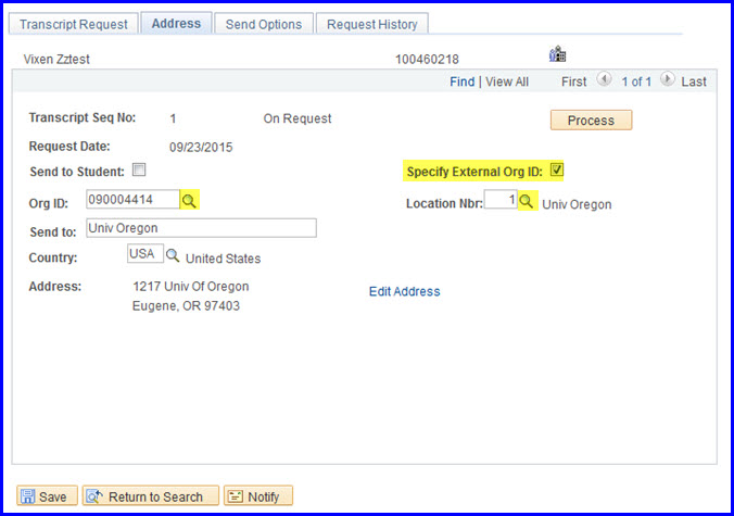 Address tab Address tab