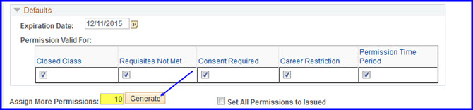 Assign More Permissions and Generate button Assign More Permissions and Generate button