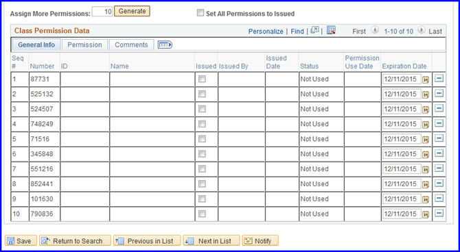 Generated permissions Generated permissions