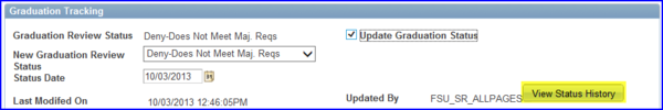 View Status History button View Status History button
