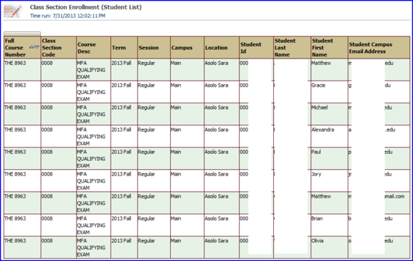 Class Section Enrollment detail view with students screen shots Class Section Enrollment detail view with students screen shots