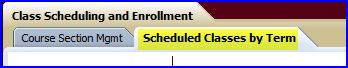 Schedule Classes by Term tab screen shot Schedule Classes by Term tab screen shot