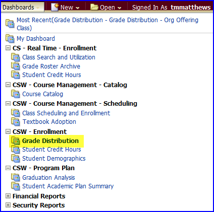 Grade Distribution in list screen shot Grade Distribution in list screen shot