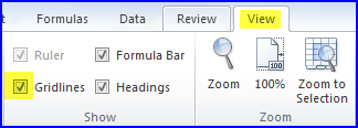 View gridlines selection screen shot View gridlines selection screen shot