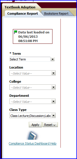 Blank Textbook Adoption Dashboard screen shot Blank Textbook Adoption Dashboard screen shot