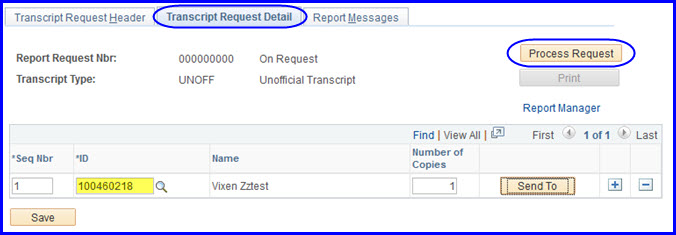 Process Request button Process Request button