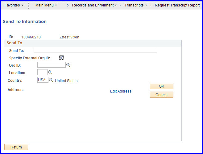 Send To Information page Send To Information page
