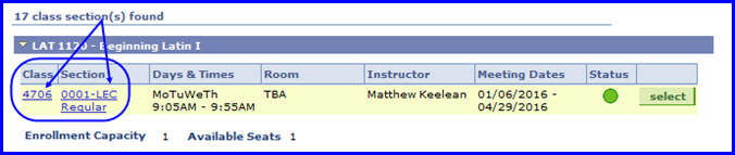 Class and Section links Class and Section links
