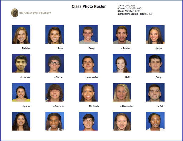 print class rosters with or without students photos myfsu student