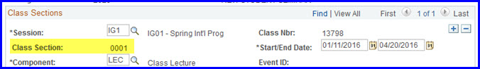 Class Section Value = 1 Class Section Value = 1