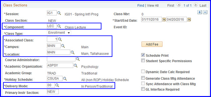 Class Sections values Class Sections values