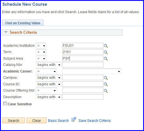 Schedule New Course Search Schedule New Course Search