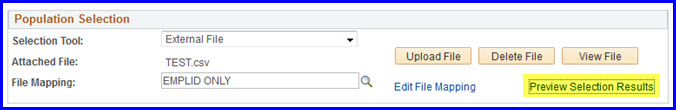 Preview Selection Results link Preview Selection Results link