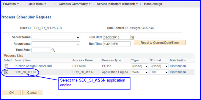 Process Scheduler Request page Process Scheduler Request page