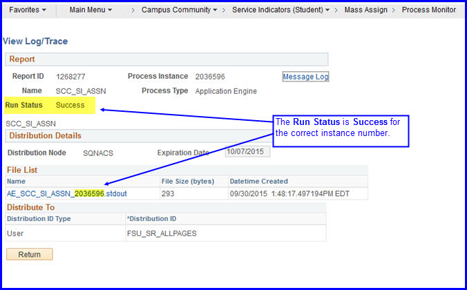 View Log Trace page View Log Trace page