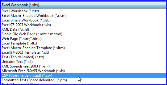 CSV file screen shot CSV file screen shot