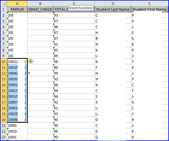 Excel File EMPLIDs screen shot Excel File EMPLIDs screen shot