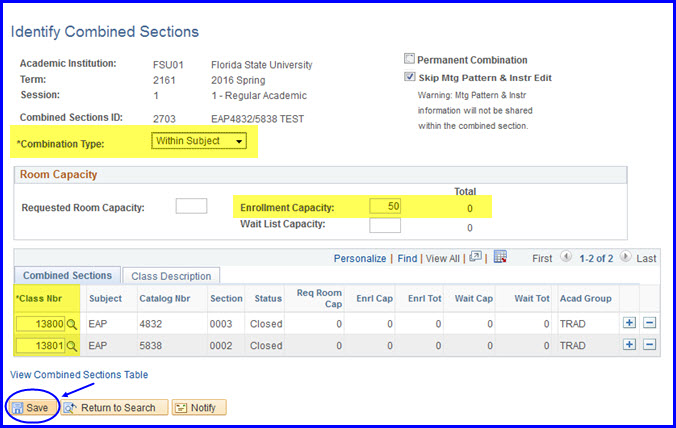 Skip Meeting Pattern and Inst Edit check box Skip Meeting Pattern and Inst Edit check box